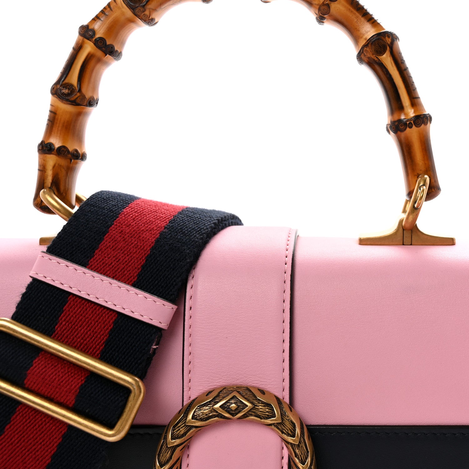 Gucci Moon Calfskin Web Medium Dionysus Bamboo Top Handle Bag Sugar Pink Blue Agata Hibiscus Red 8 of 10