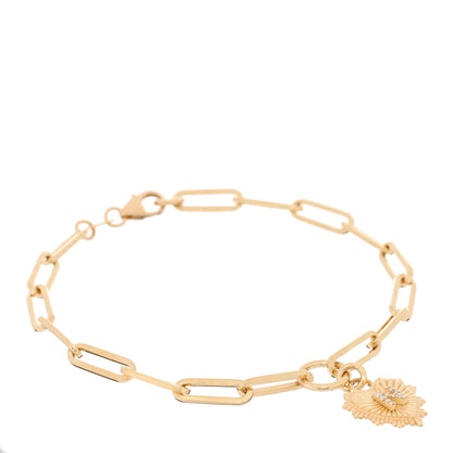 Foundrae 18K Yellow Gold Diamond Miniature Heart Initial Love Classic Fob Clip Chain Bracelet 1 of 5