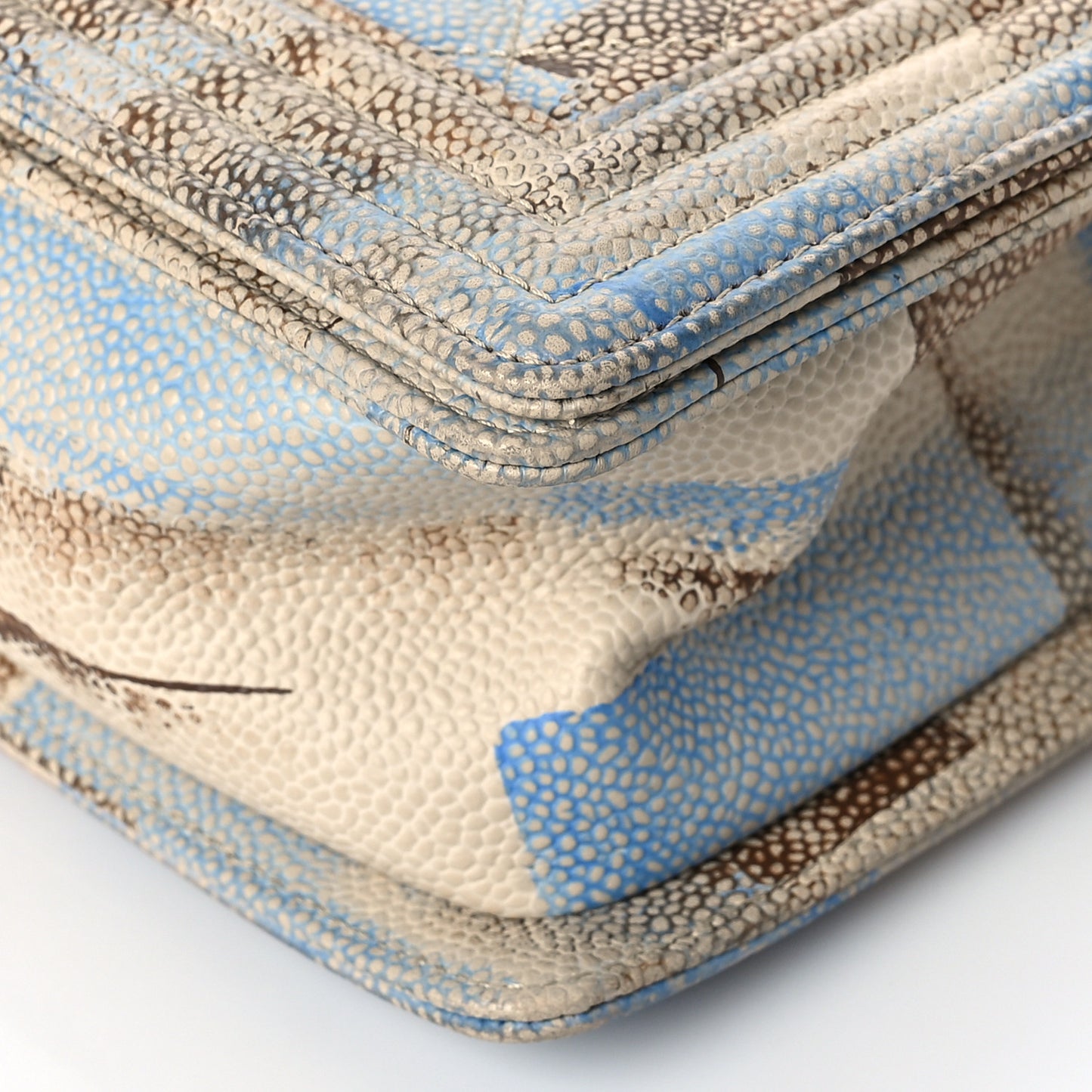 Painted Caviar Quilted Medium Boy In Cuba Flap Blue