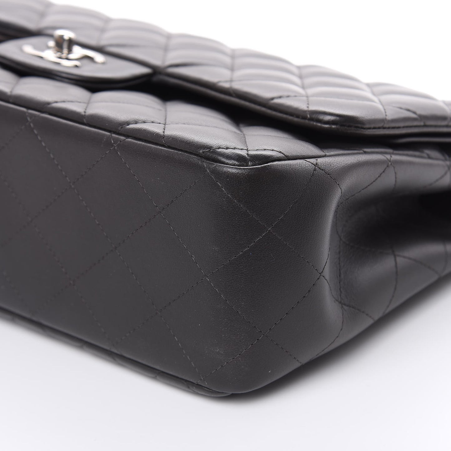 Lambskin Quilted Jumbo Double Flap Dark Grey