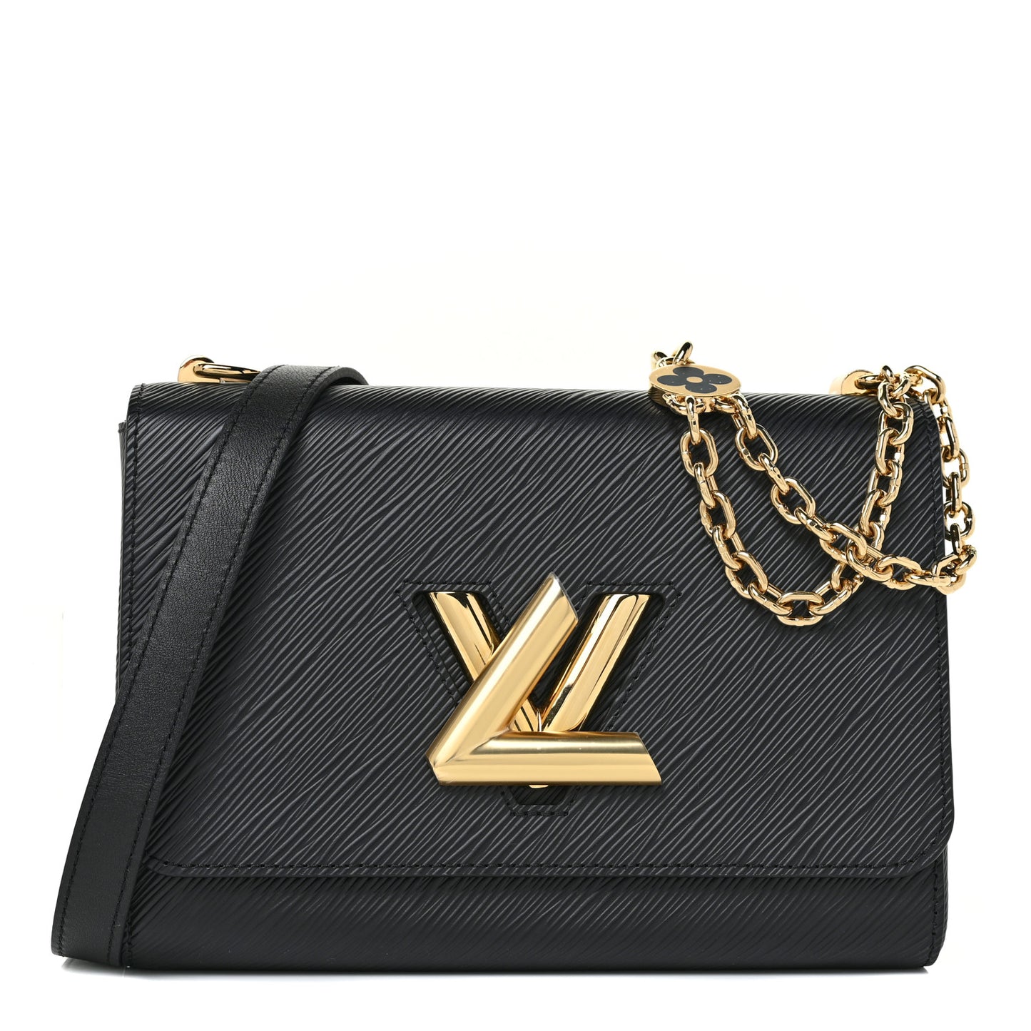 Epi Twist Monogram Flower Chain Shoulder Bag MM Black
