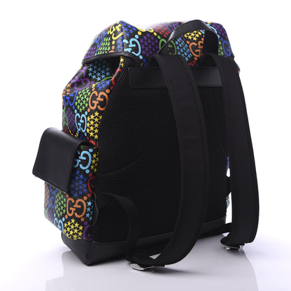 Gucci GG Supreme Monogram Psychedelic Medium Double Buckle Backpack Black Multicolor 2 of 8
