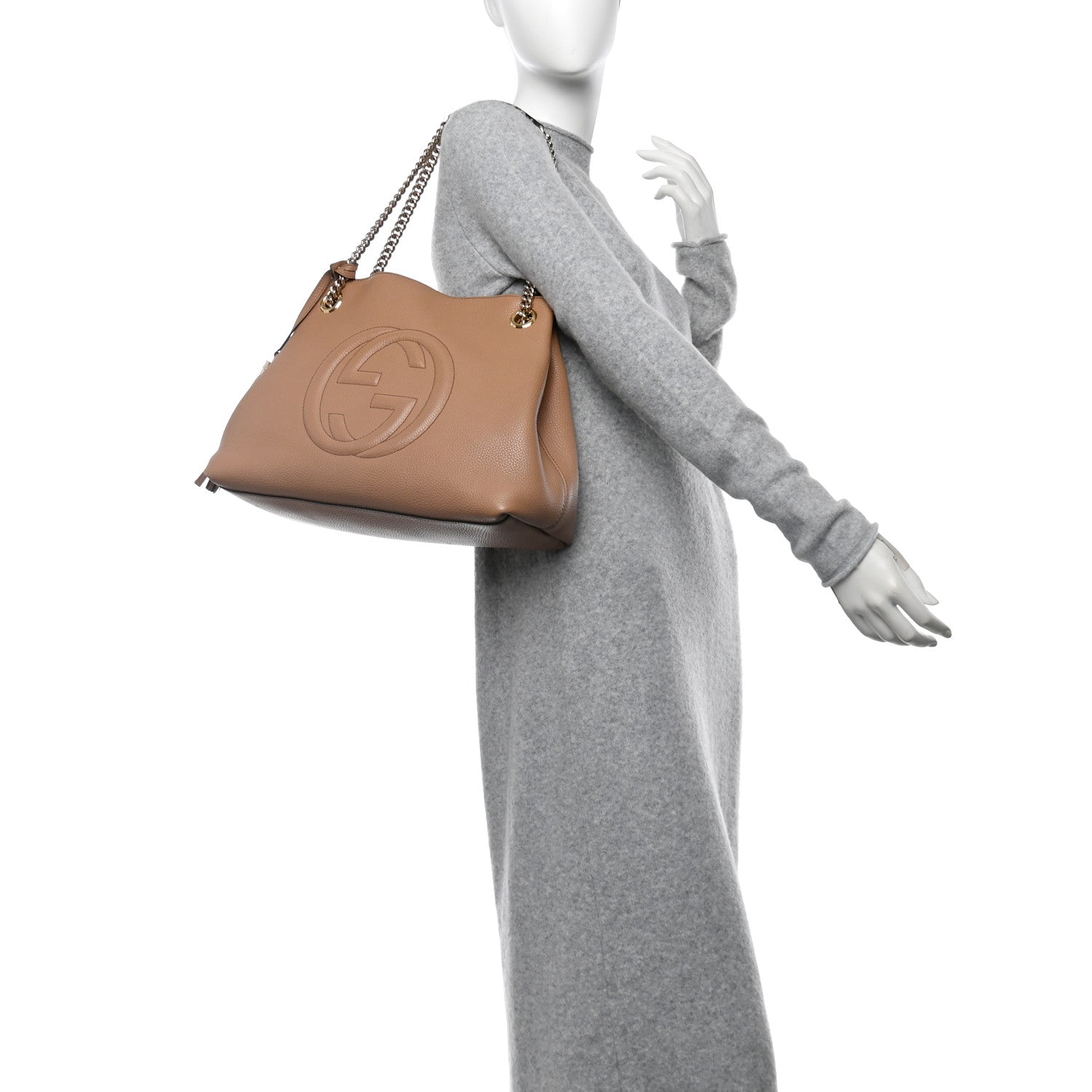 Gucci Pebbled Calfskin Medium Soho Chain Shoulder Bag Camelia 2 of 11