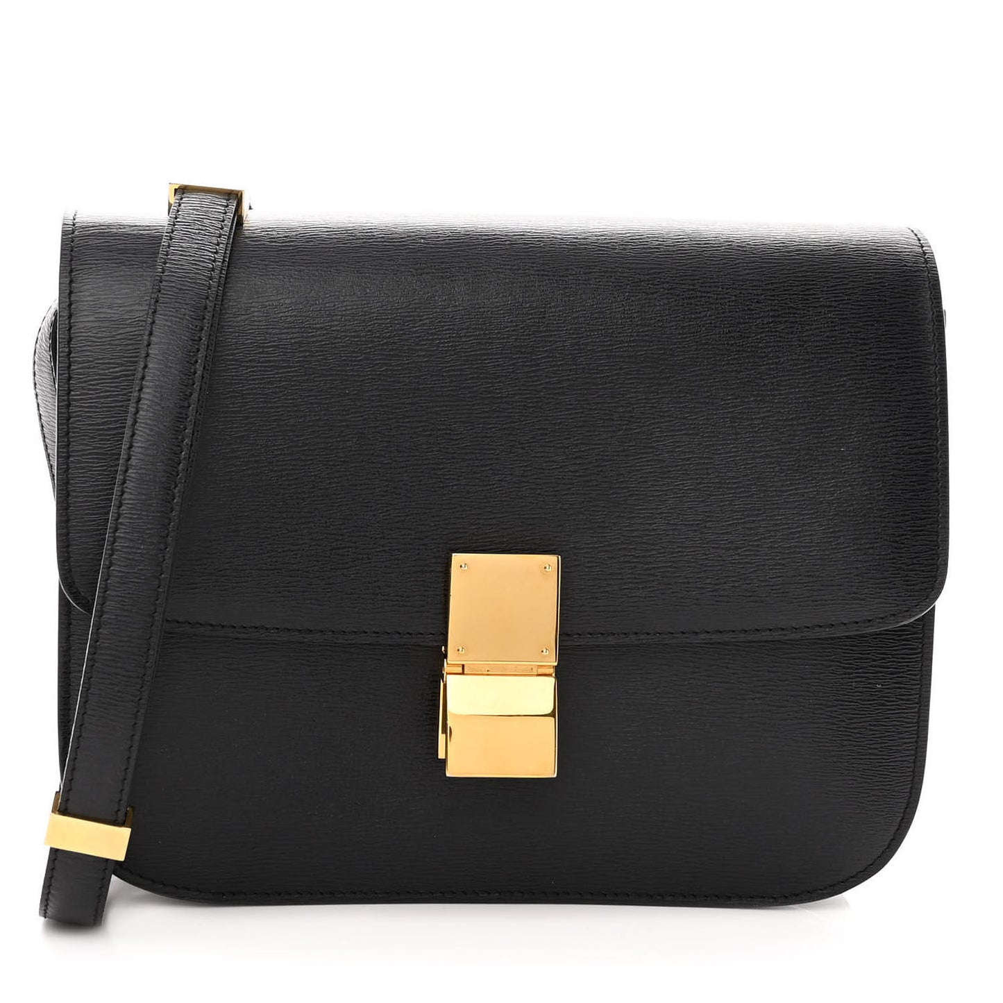 Liege Calfskin Medium Classic Box Flap Bag Black