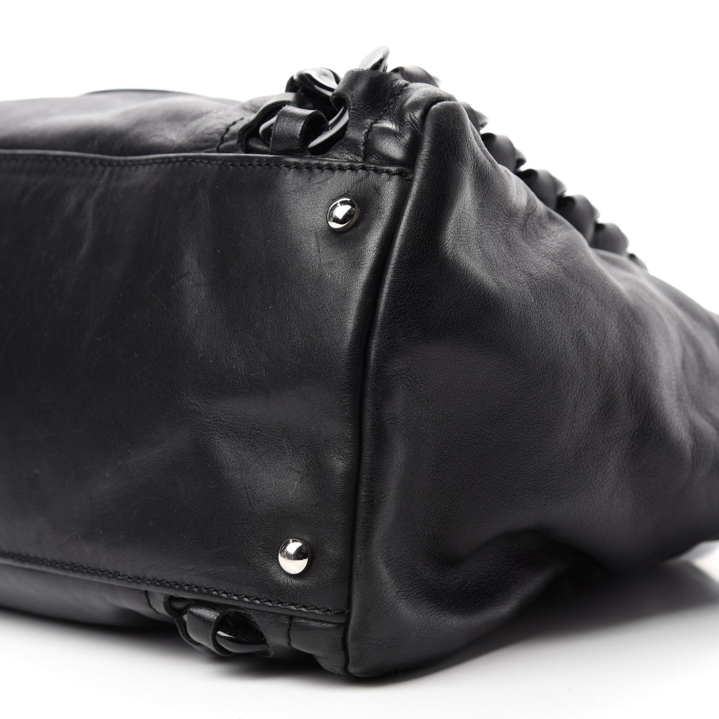 Calfskin Modern Chain Rhodoid East West Tote Black