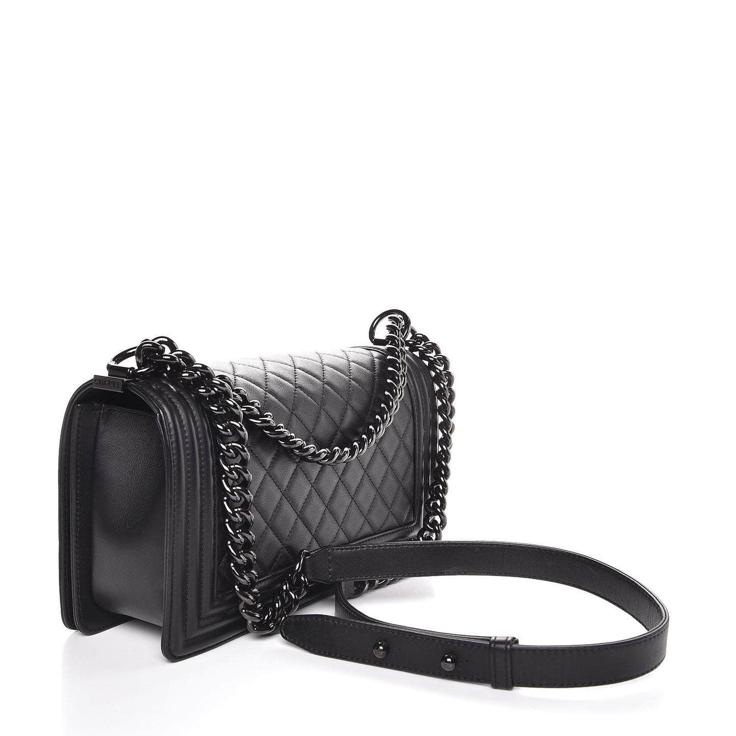 Calfskin Quilted Medium Boy Flap So Black