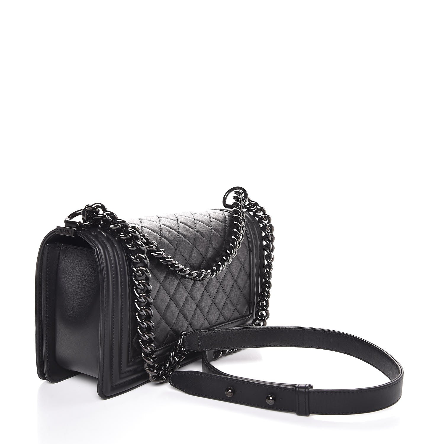 Chanel Calfskin Quilted Medium Boy Flap So Black 3 of 8
