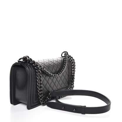 Chanel Calfskin Quilted Medium Boy Flap So Black 3 of 8