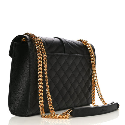 Saint Laurent Grain De Poudre Textured Mixed Matelasse Triquilt Medium Monogram Satchel Black 2 of 8