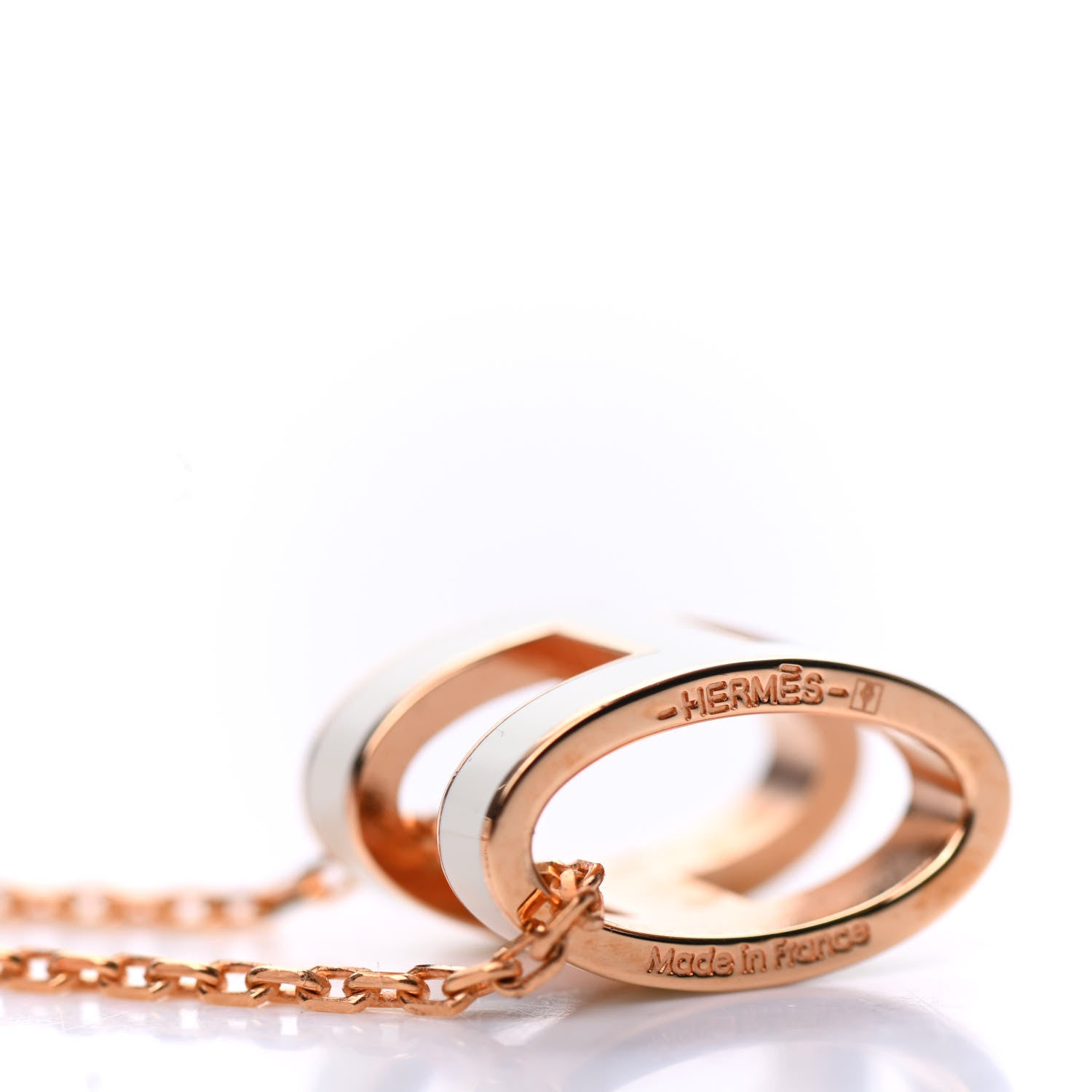 Hermes Lacquered Rose Gold Pop H Pendant Necklace White 5 of 7