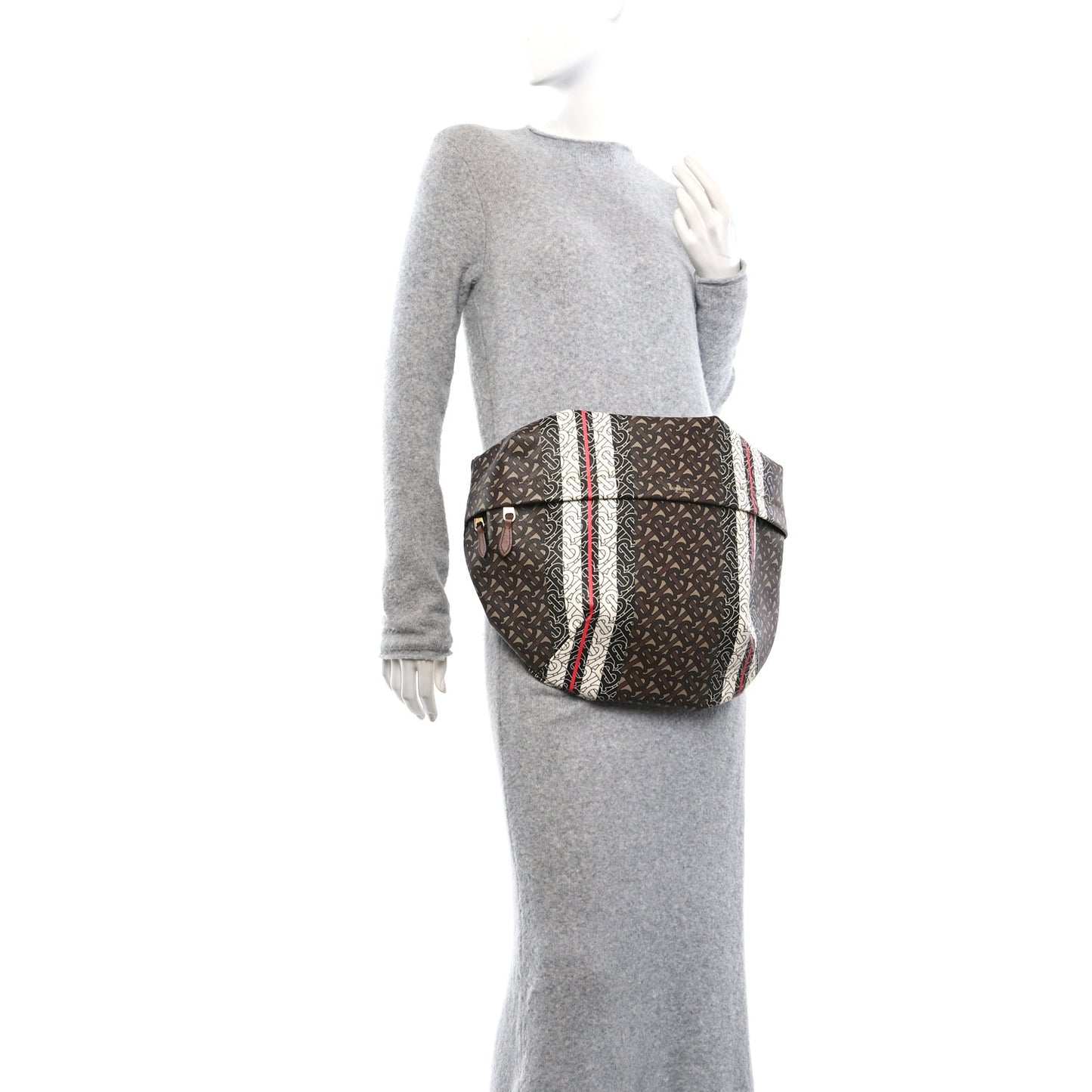 E-Canvas Monogram Stripe XL Sonny Bum Bag Bridle Brown