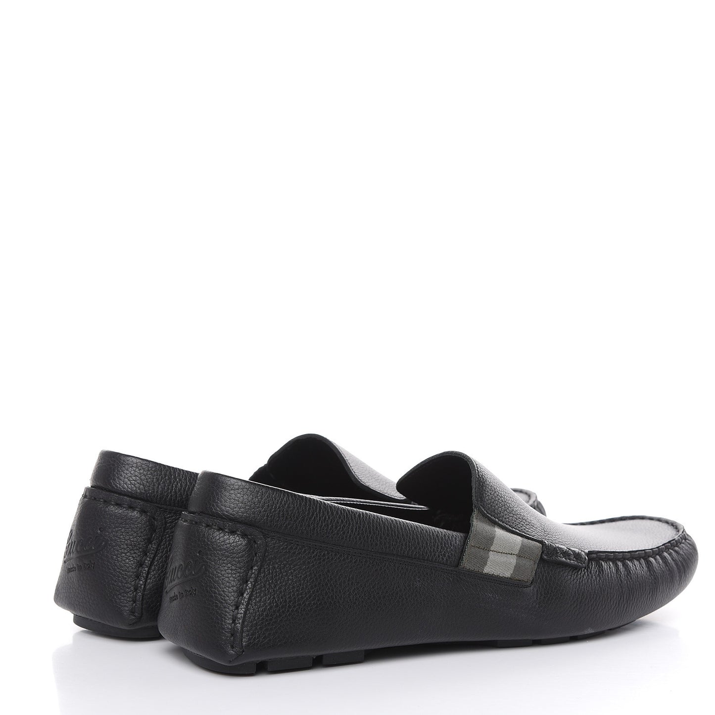 Calfskin Web Mens Driver Loafers 12 Black