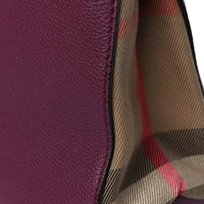 Burberry Grainy Calfskin House Check Small Banner Tote Mahogany Red 17 of 22