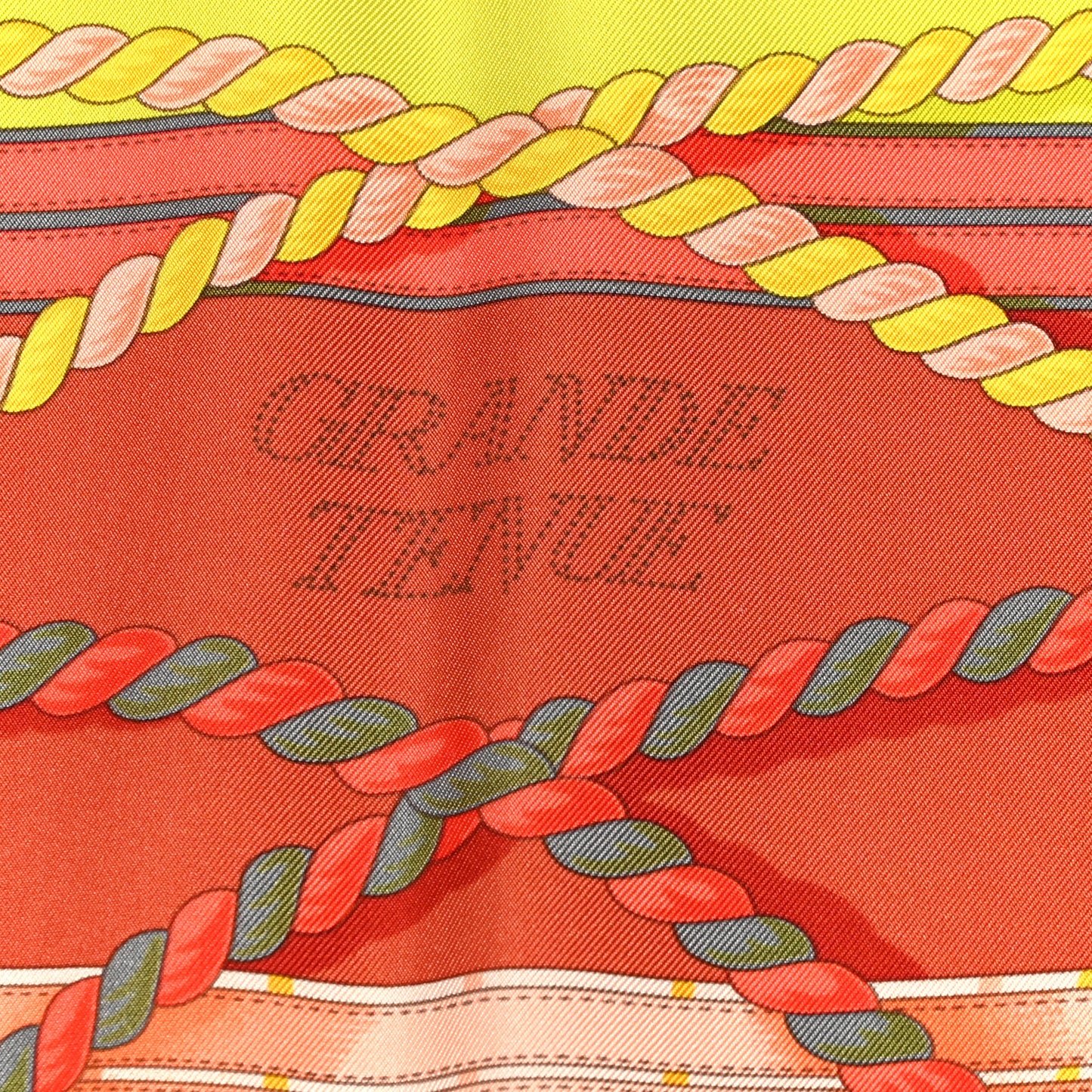 Silk Grande Tenue Scarf 90 Anis Gris Jaune