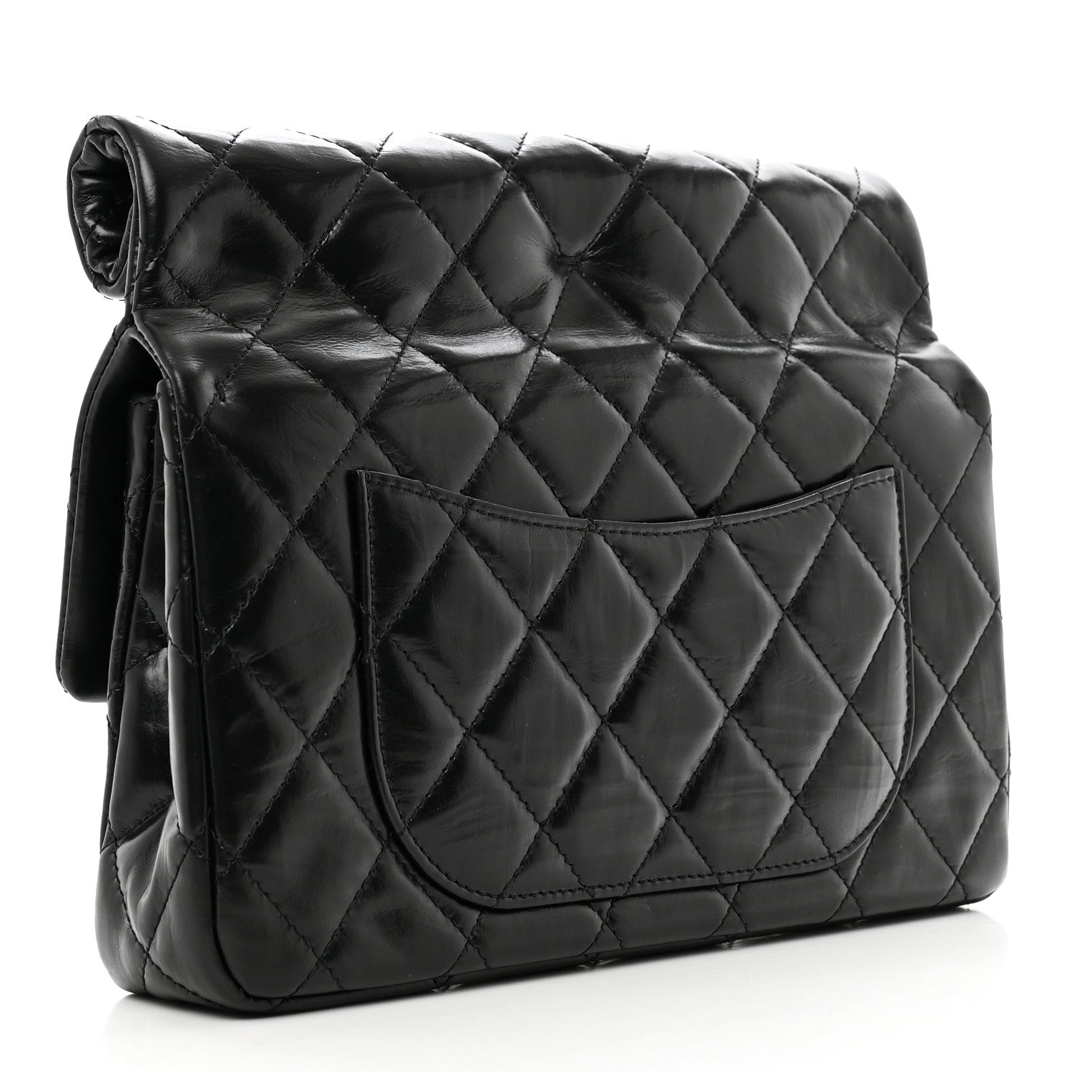 Chanel Crumpled Calfskin Quilted Clutch Black 3 of 7