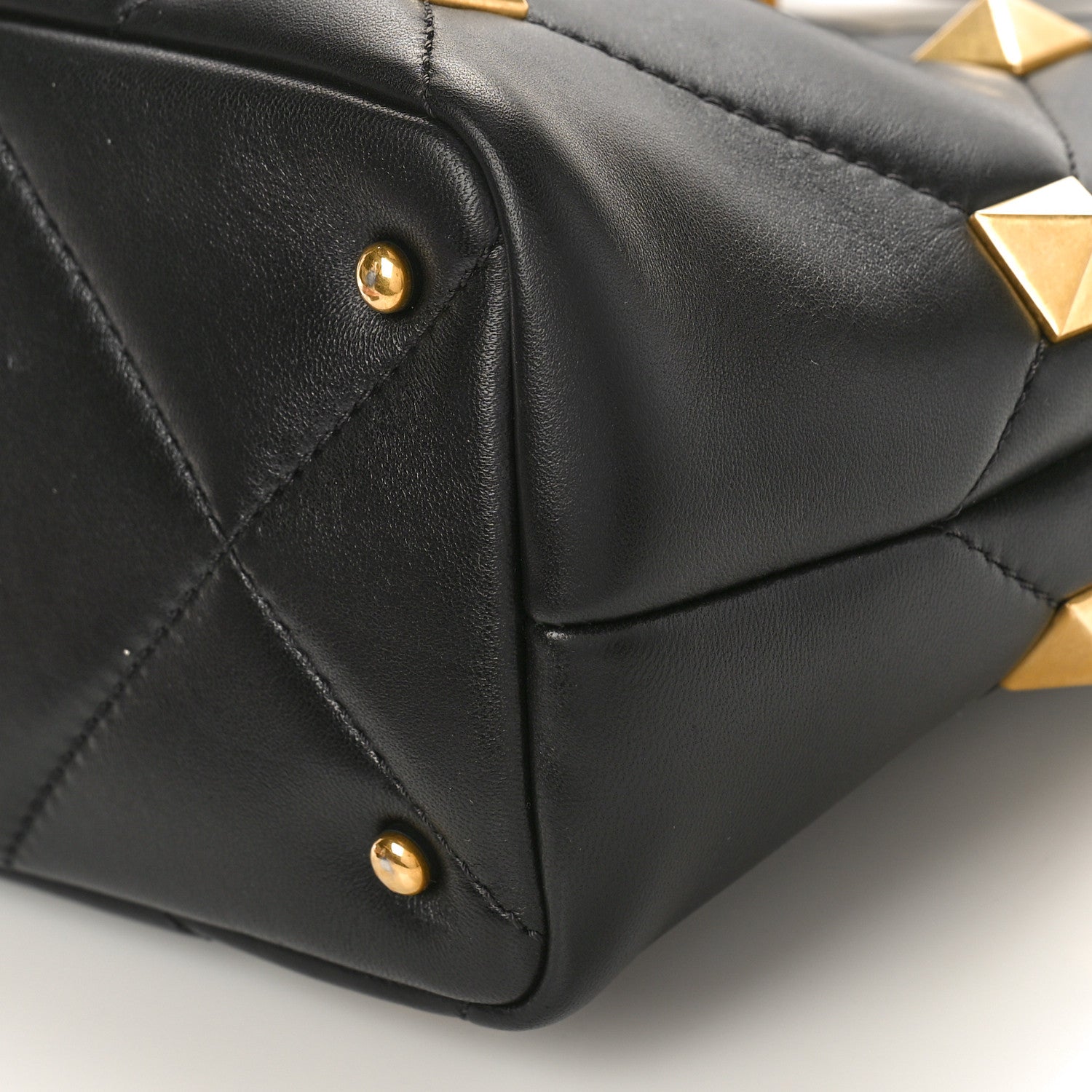 Valentino Garavani Nappa Small Roman Stud The Handle Bag Black 9 of 9