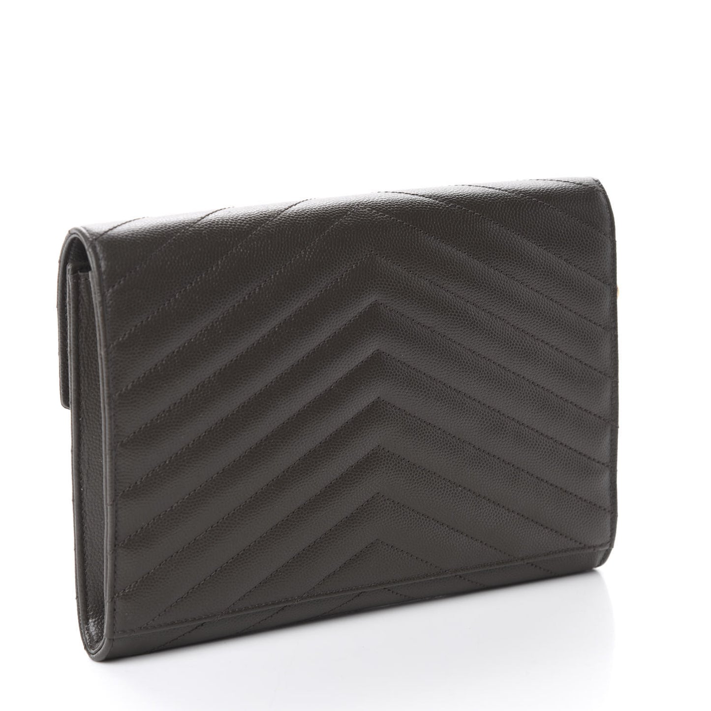 Grain De Poudre Matelasse Chevron Monogram Envelope Clutch Earth