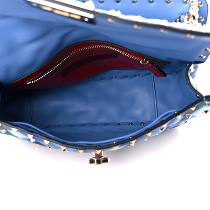 Valentino Garavani Lambskin Patchwork Medium Rockstud Spike Shoulder Bag Angel Blue 5 of 10