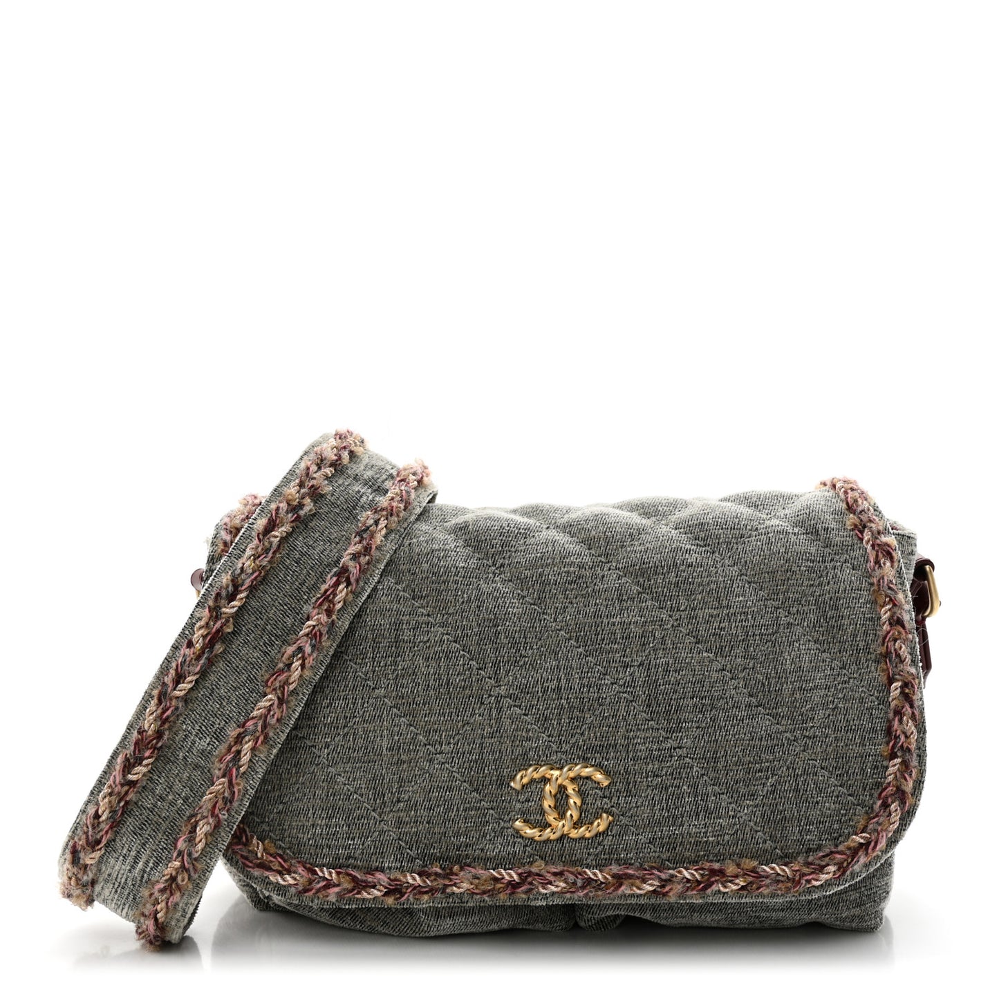 Wool Velvet Quilted Parisian Stroll Messenger Grey