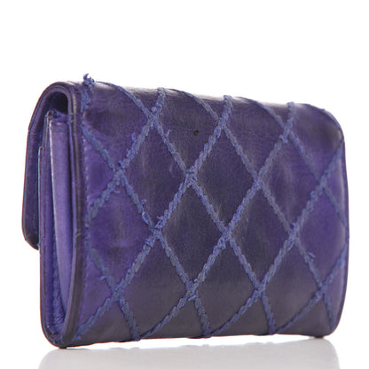 Chanel Calfskin Diamond Stitched Card Holder Wallet Purple 3 of 15