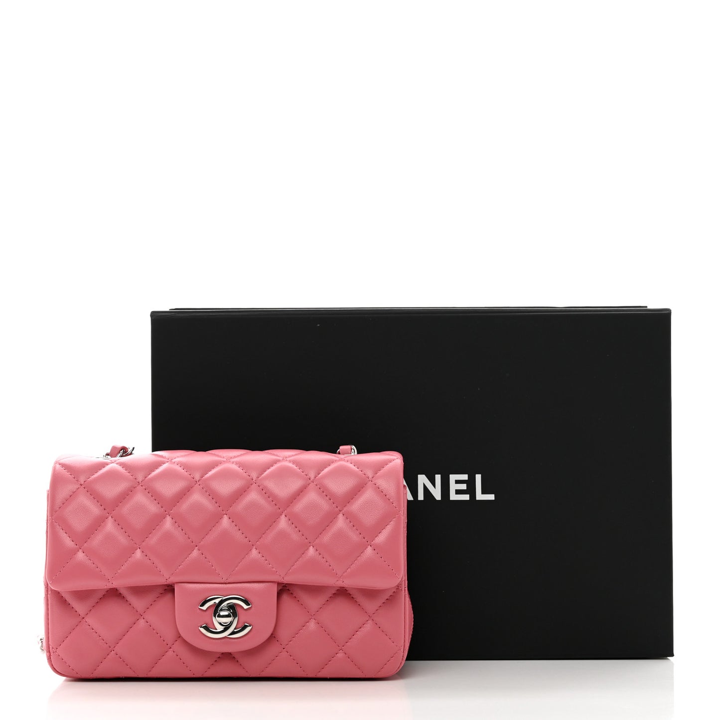 Lambskin Quilted Mini Rectangular Flap Pink