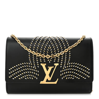 Louis Vuitton Calfskin Fleur De Lys Pochette Chain Louise Black 1 of 12
