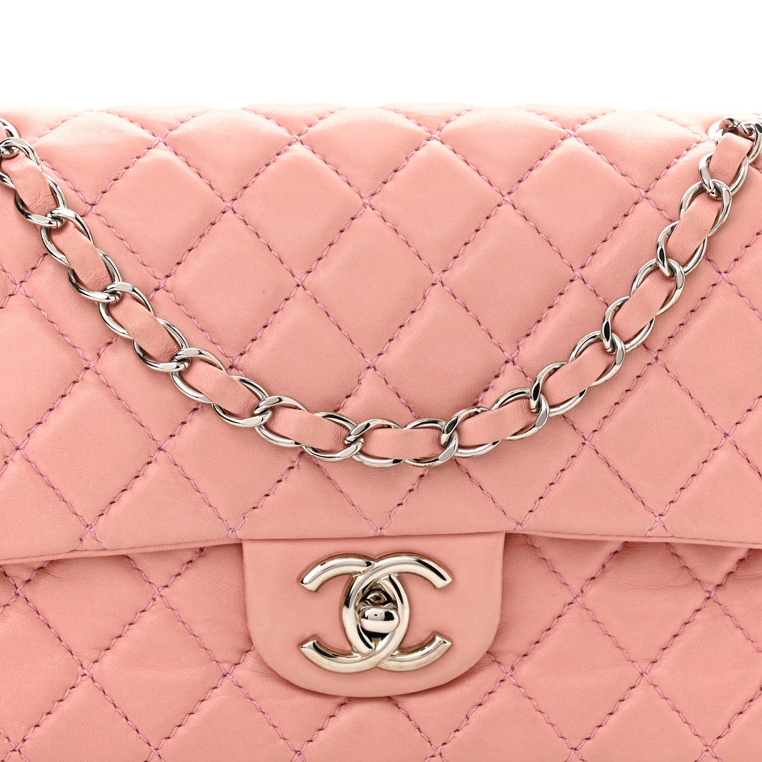 Chanel Lambskin Quilted Medium Double Flap Light Pink 8 of 10