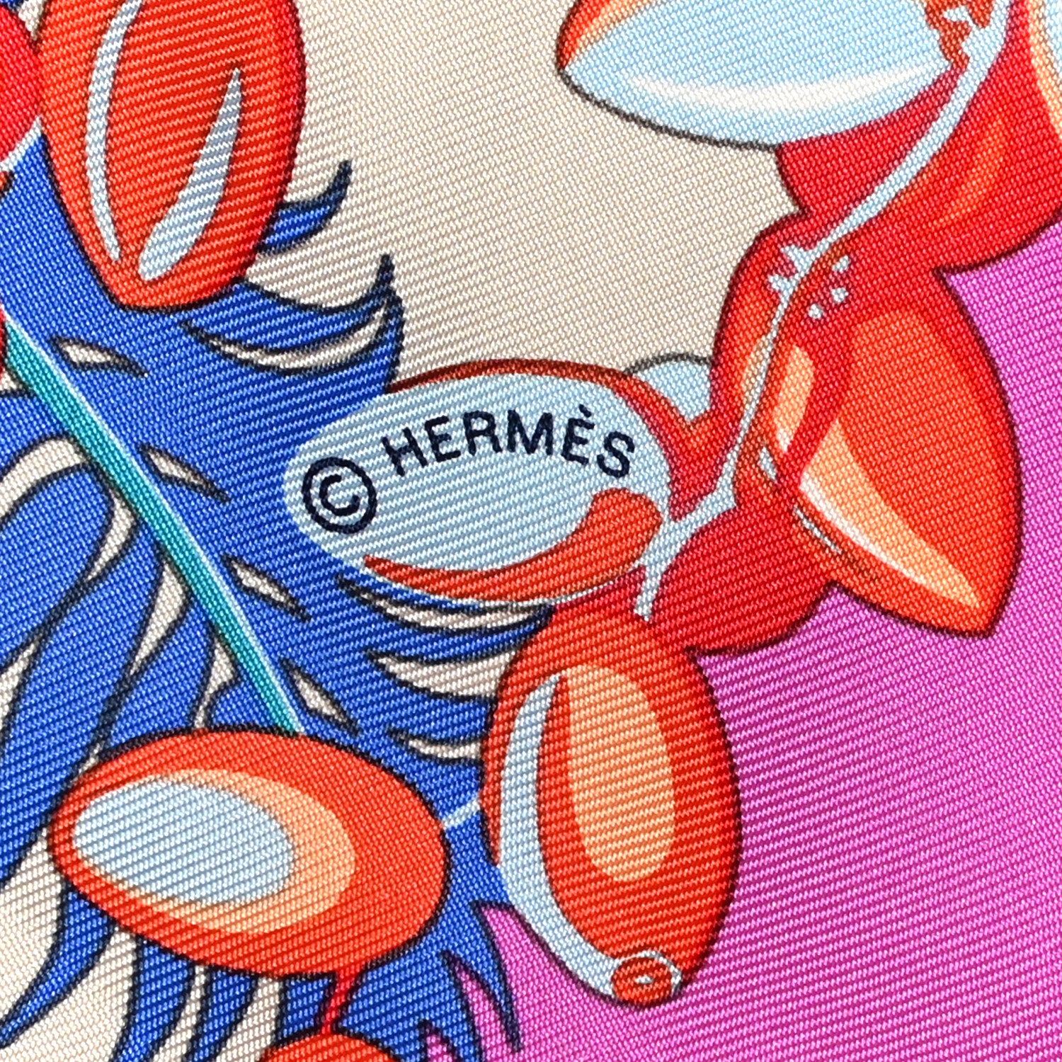 Hermes Silk Mythiques Phoenix Coloriage Scarf 90 Fuchsia Cobalt Orange 4 of 7