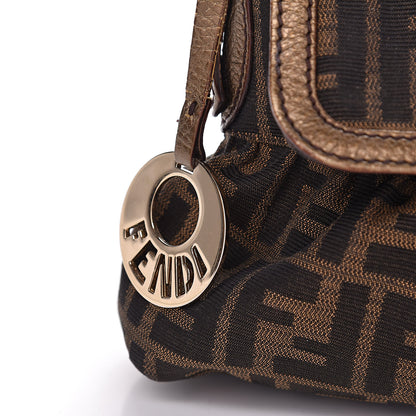 Fendi Zucca Laminated Vachetta Small Chef Shoulder Bag Tobacco Bronzo 15 of 18