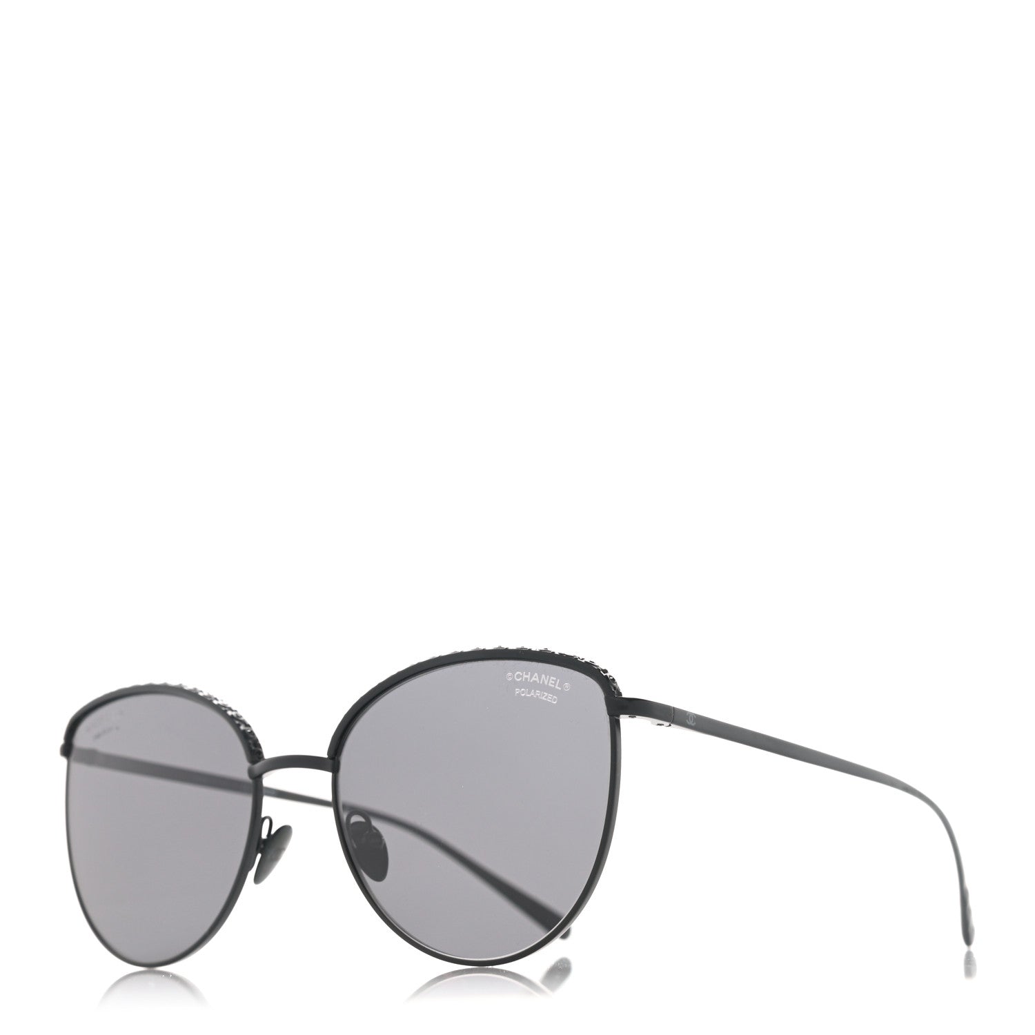 Chanel Metal Crystal Polarized Sunglasses 4258-B Black 1 of 8