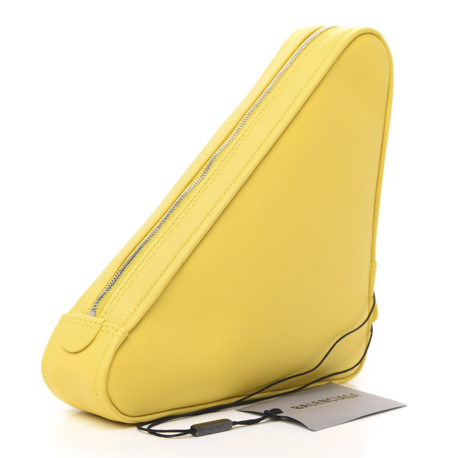 Balenciaga Shiny Day Calfskin Logo M Triangle Pouch Jaune Black 3 of 8