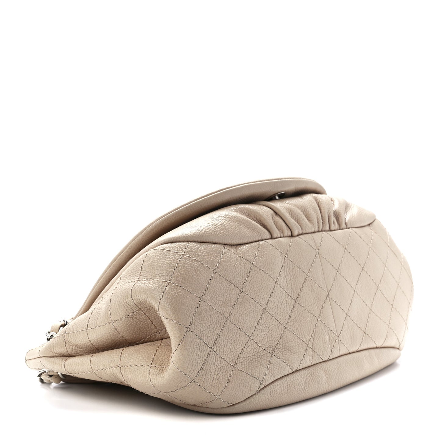Caviar Half Moon Large Flap Beige