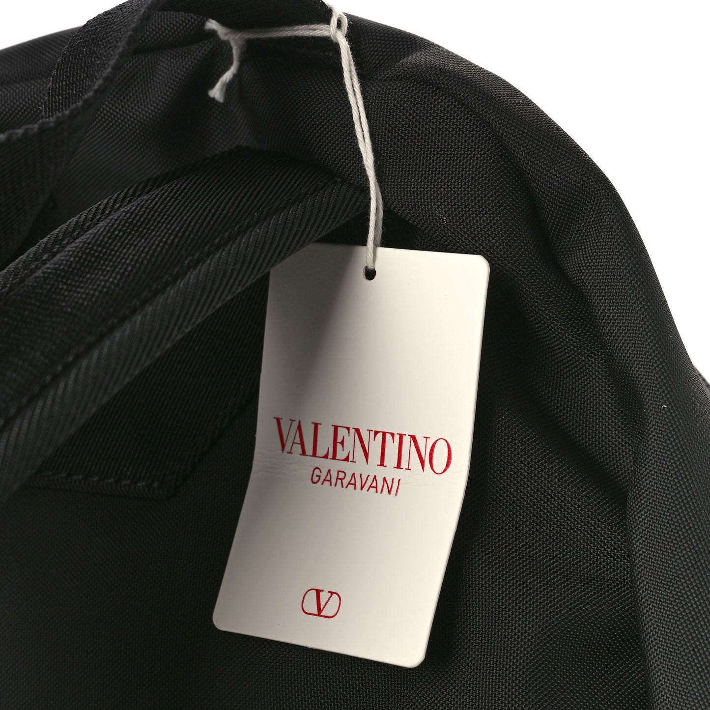 Nylon VLTN Logo Patch Backpack Black
