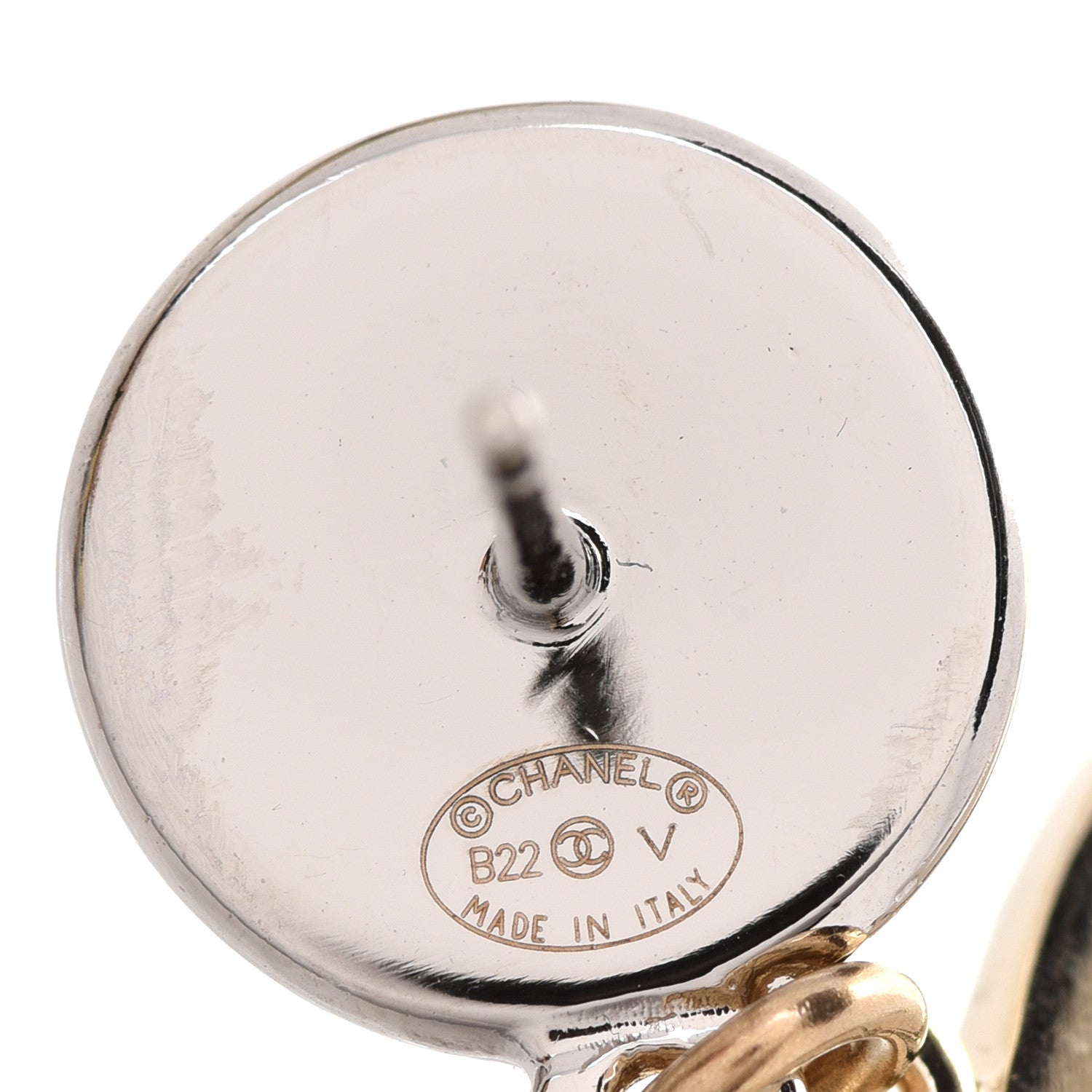 Chanel Crystal Pearl CC Drop Earrings Gold Silver 4 of 5