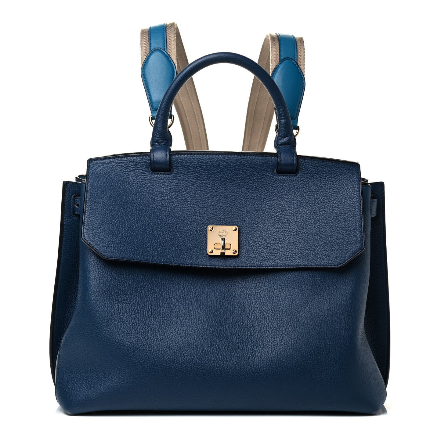 Grained Calfskin Large Milla Convertible Backpack Navy