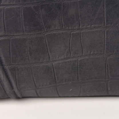 Celine Crocodile Embossed Nubuck Medium Phantom Luggage Navy Blue 17 of 27