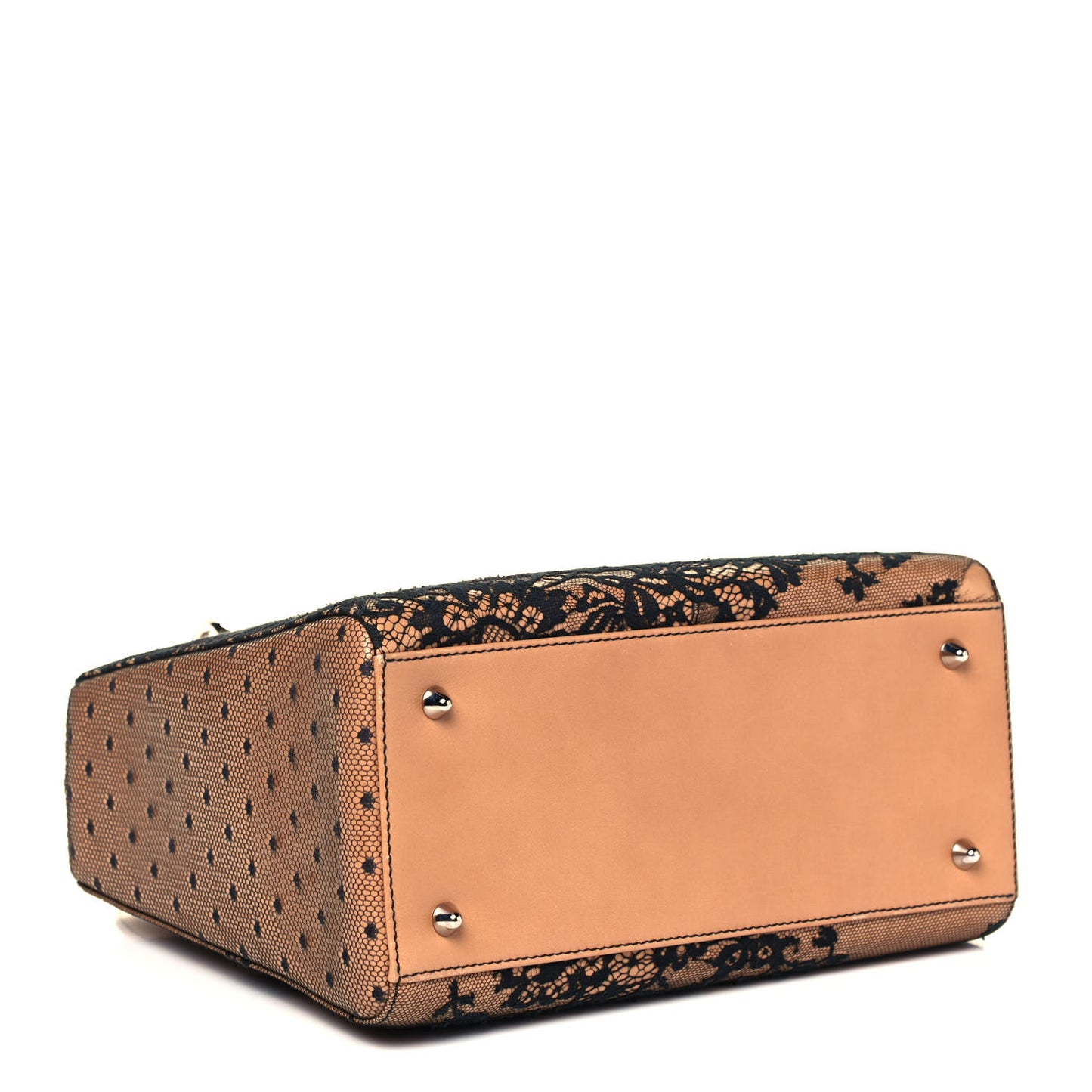 Lace Lambskin Medium Lady Dior Beige Black