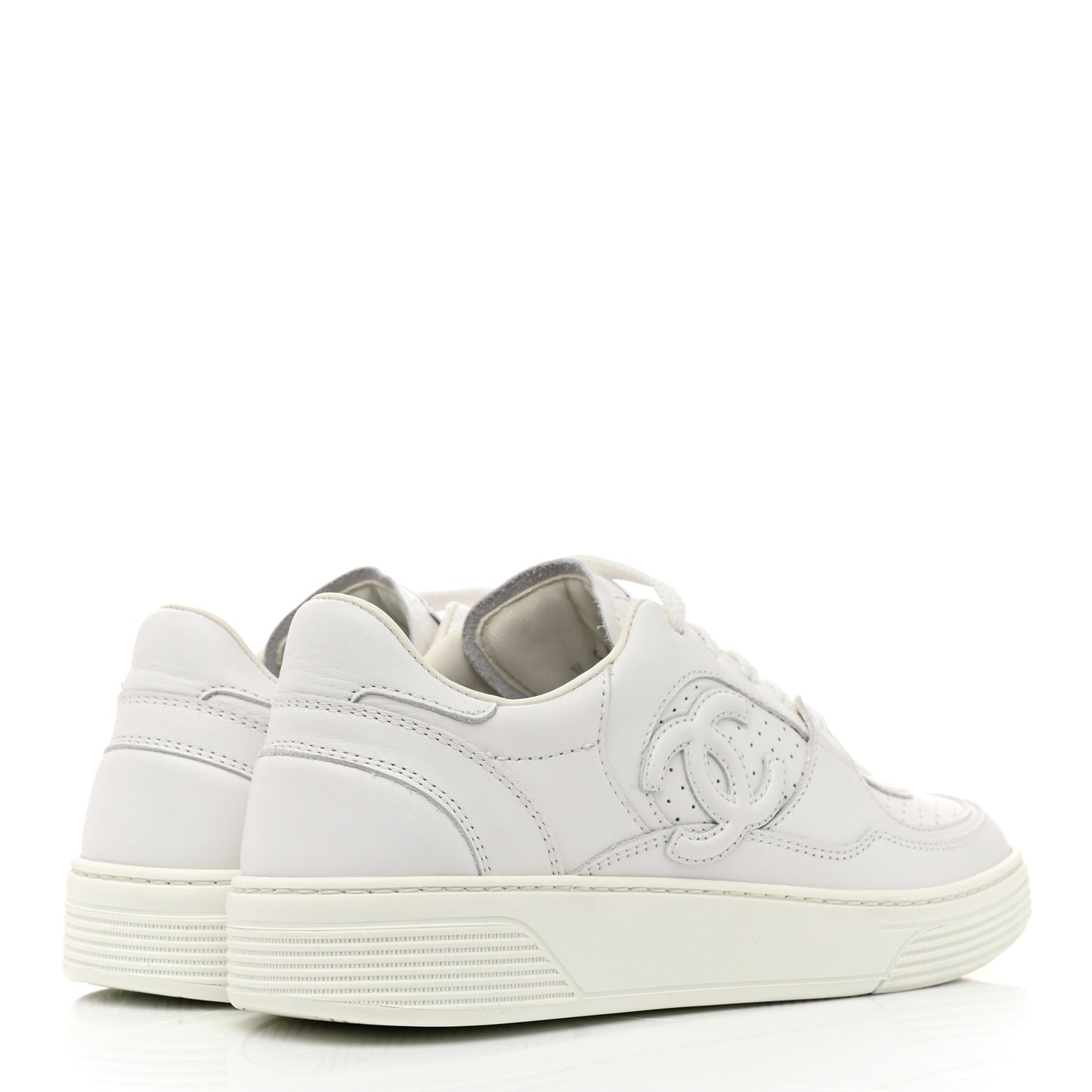 Calfskin CC Womens Sneakers 38 White
