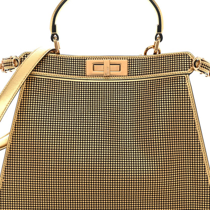 Fendi X VERSACE Vitello Laminato Nappa Perforated Fendace FF Baroque Medium Peekaboo I SEE U Satchel Gold 8 of 8