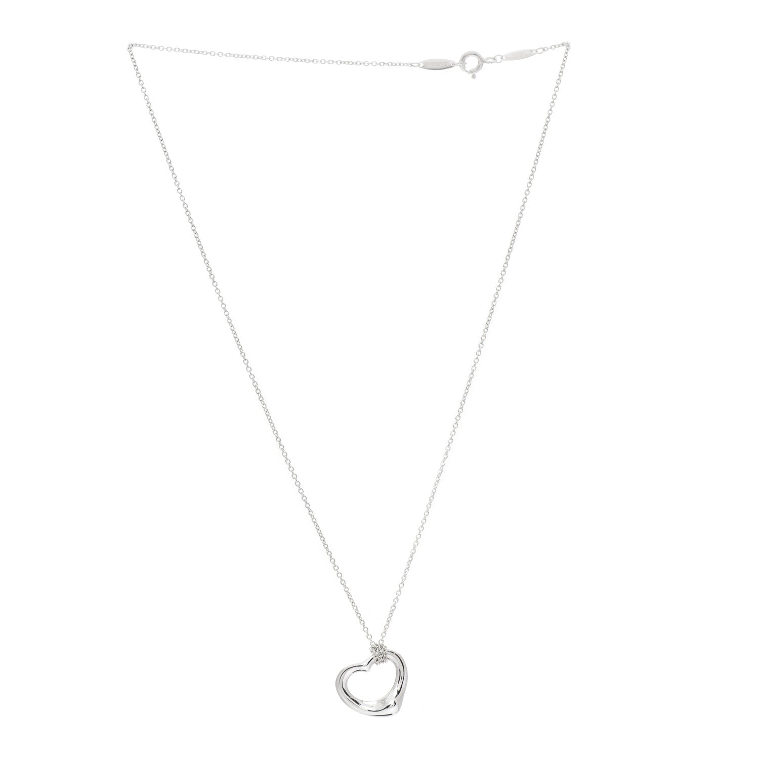 Tiffany Sterling Silver 16mm Elsa Peretti Open Heart Pendant Necklace 3 of 6