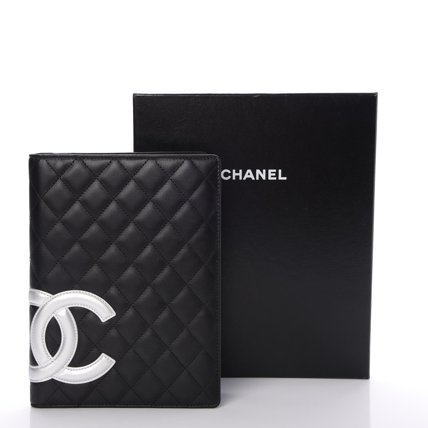 Chanel Calfskin Quilted Large Cambon Agenda Planner Black Silver 10 of 10