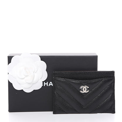 Chanel Caviar Chevron Quilted Card Holder Black 8 of 8