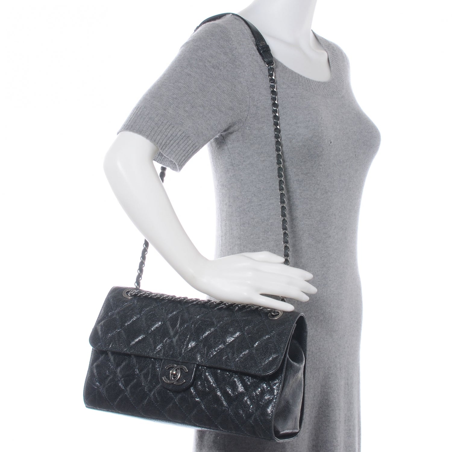 Chanel Caviar CC Crave Jumbo Flap Black 2 of 10