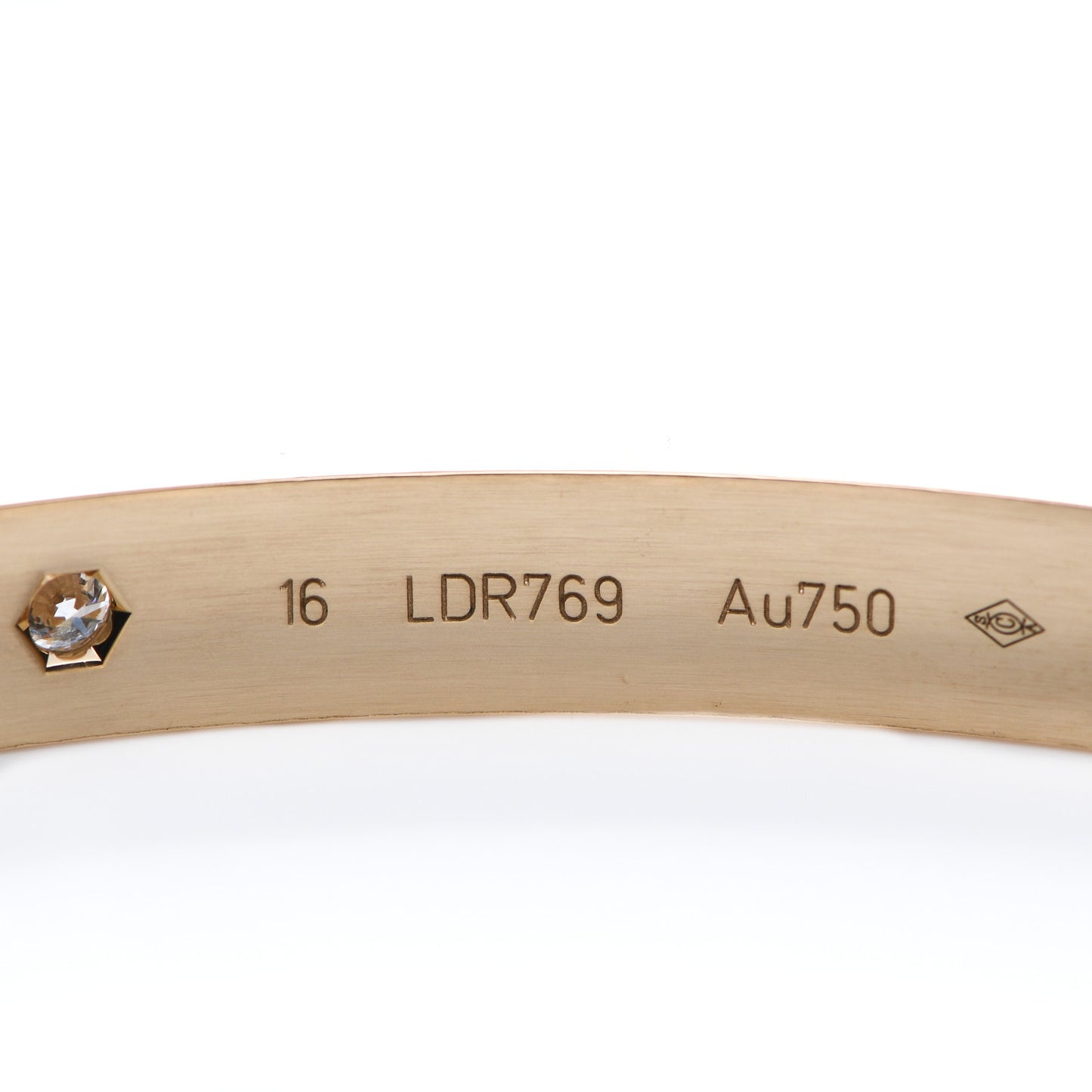 18K Yellow Gold 4 Diamond LOVE Bracelet 16