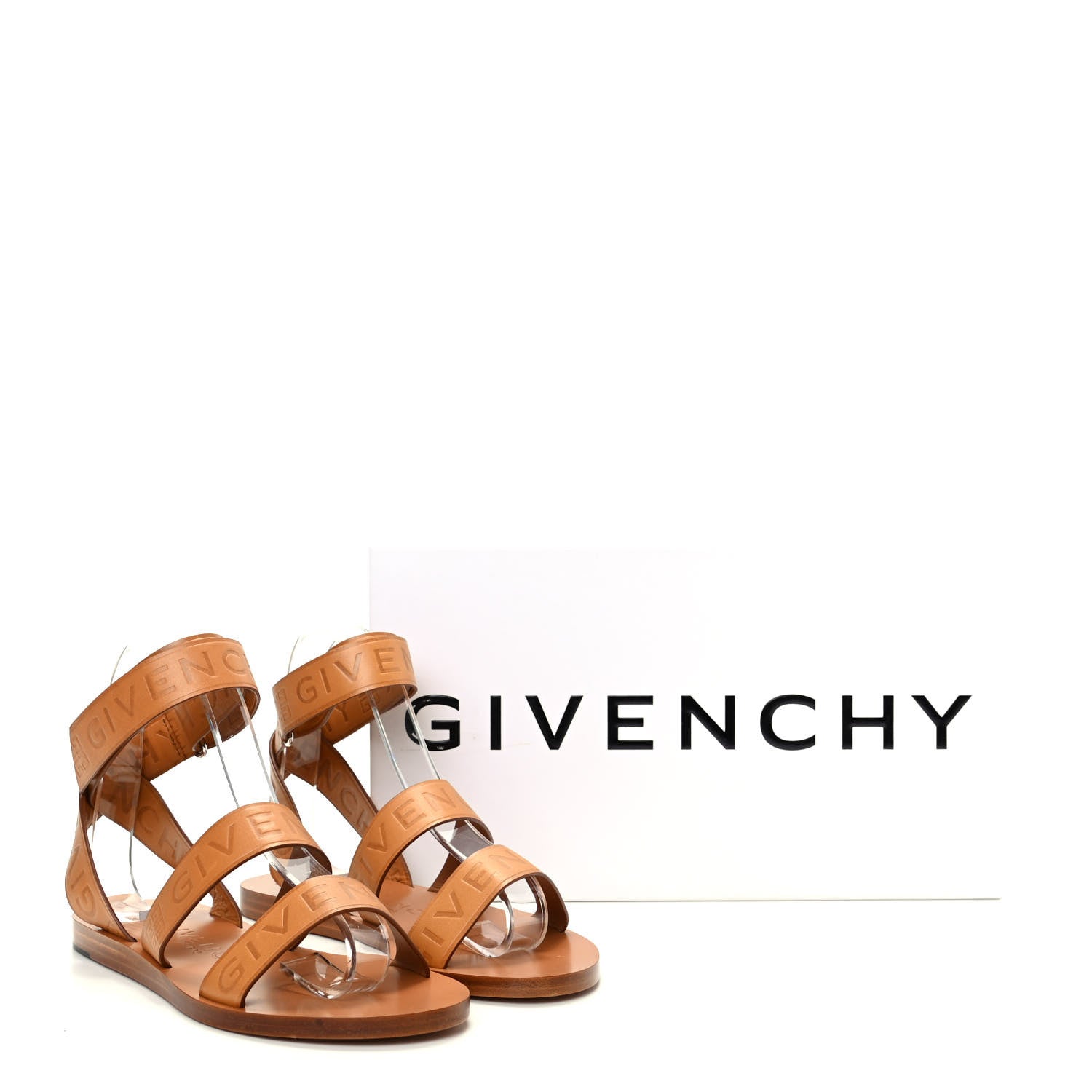 Givenchy Calfskin Logo Ankle Strap Sandals 36 Brown 10 of 10