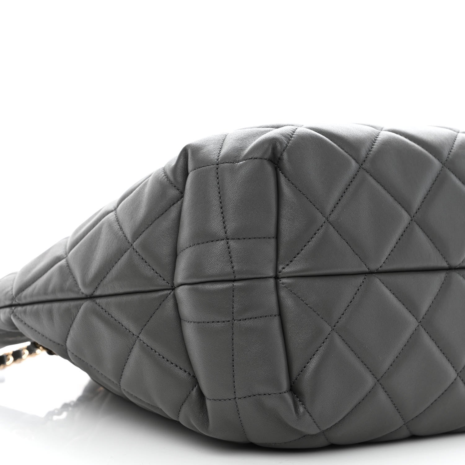 Chanel Lambskin Quilted CC Dweller Drawstring Tote Grey 9 of 10