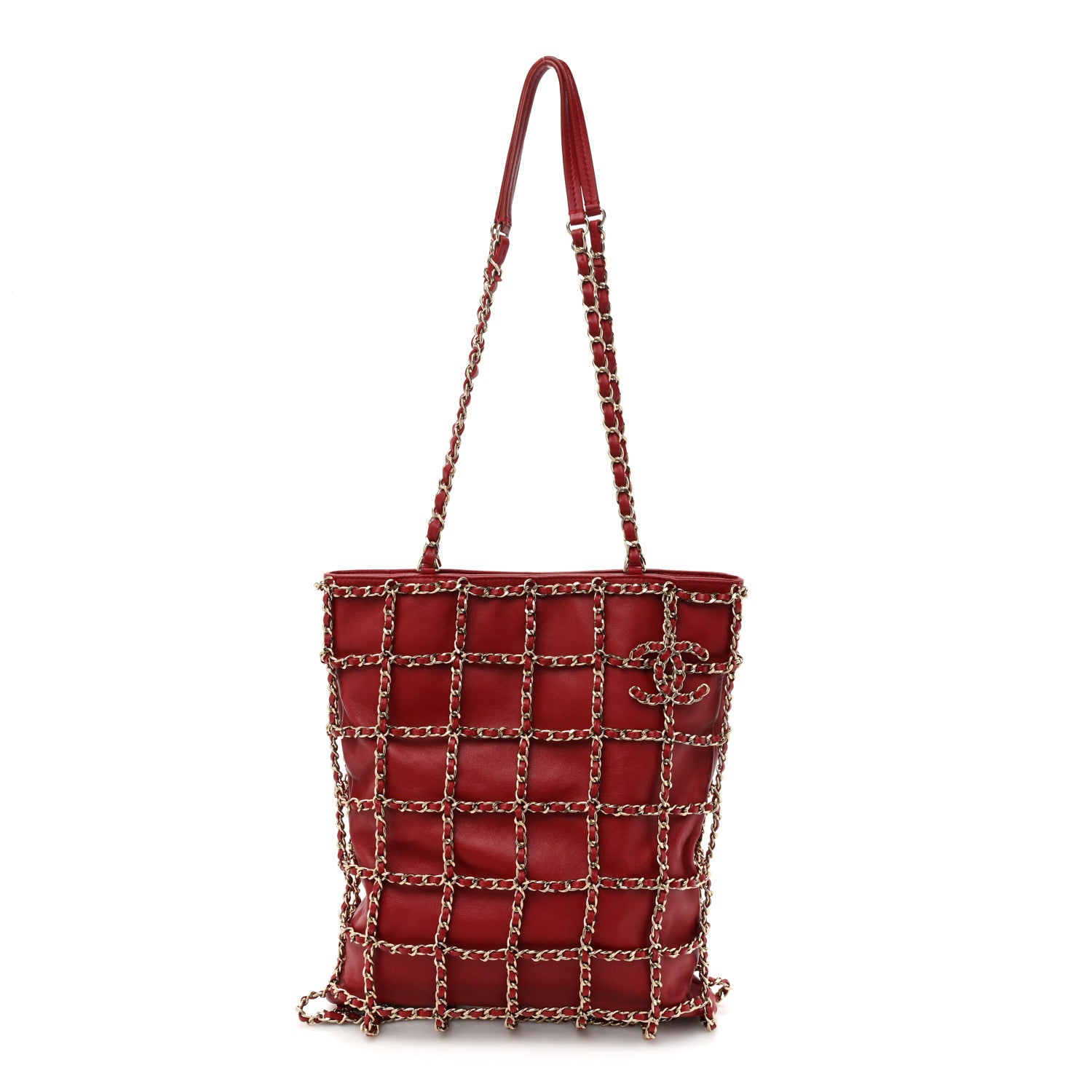 Chanel Lambskin Large Shopping Chain Tote Red 1 of 10