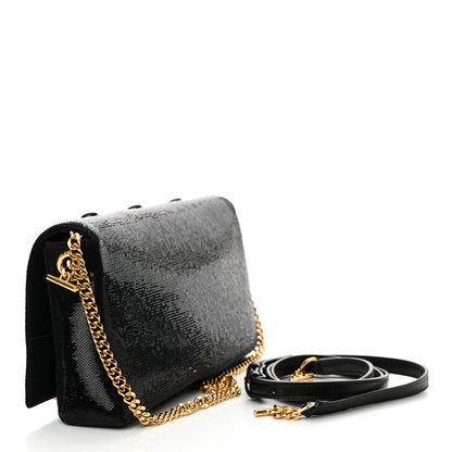 Saint Laurent Sequin Satin Monogram Tassel Kate 99 Black 3 of 10