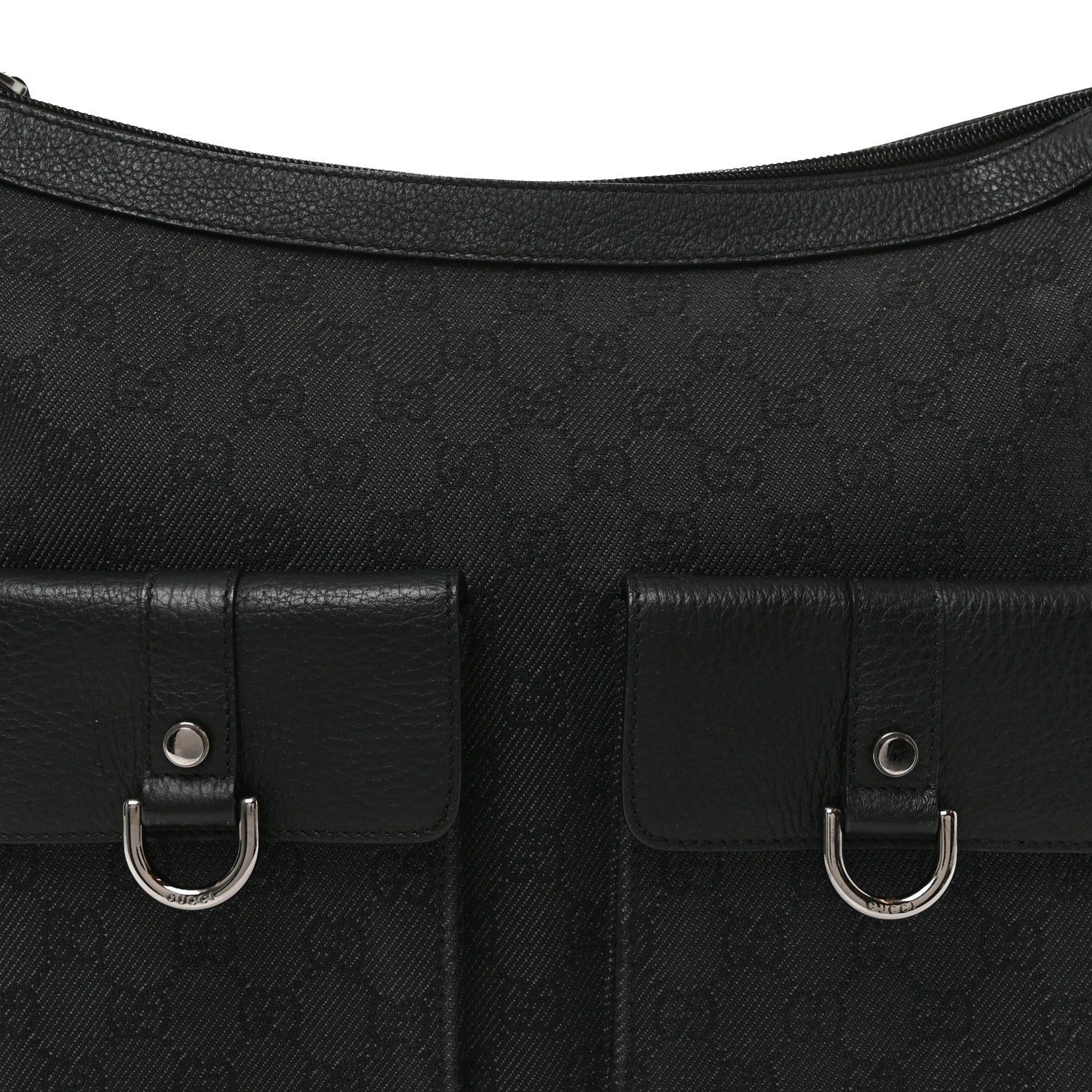 Gucci Monogram Medium Abbey Pocket Hobo Tote Black 7 of 9