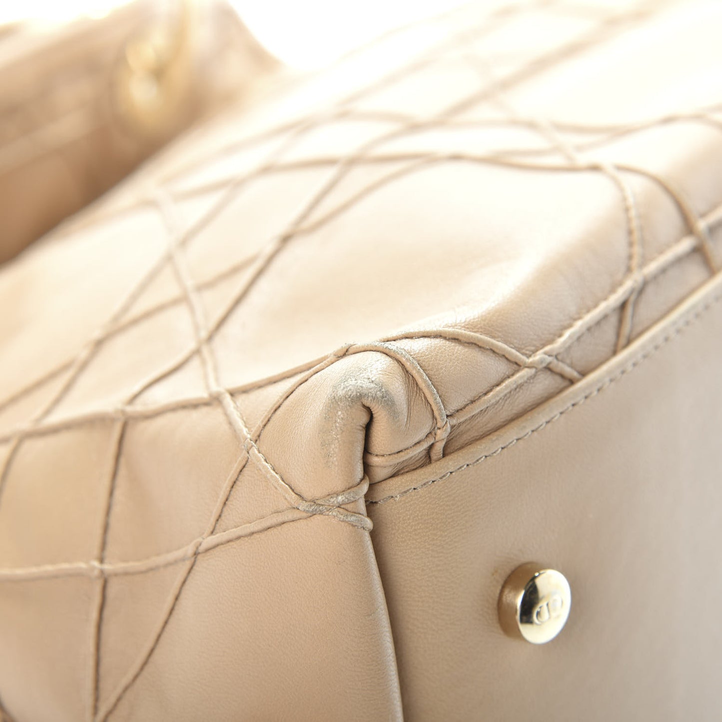 Lambskin Cannage Medium Granville Tote Beige